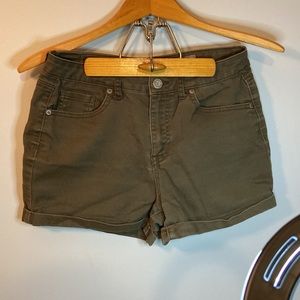 Aeropostale Hunter Green High Waisted Midi Jean Shorts - Size 8